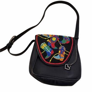 BRIGHTON BEADED HEARTS Flap Saddle Bag MGPPB Shoulder bag Western vintage rare